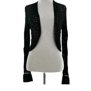 White House Black market sweater S black open knit shrug cardigan vintage y2k